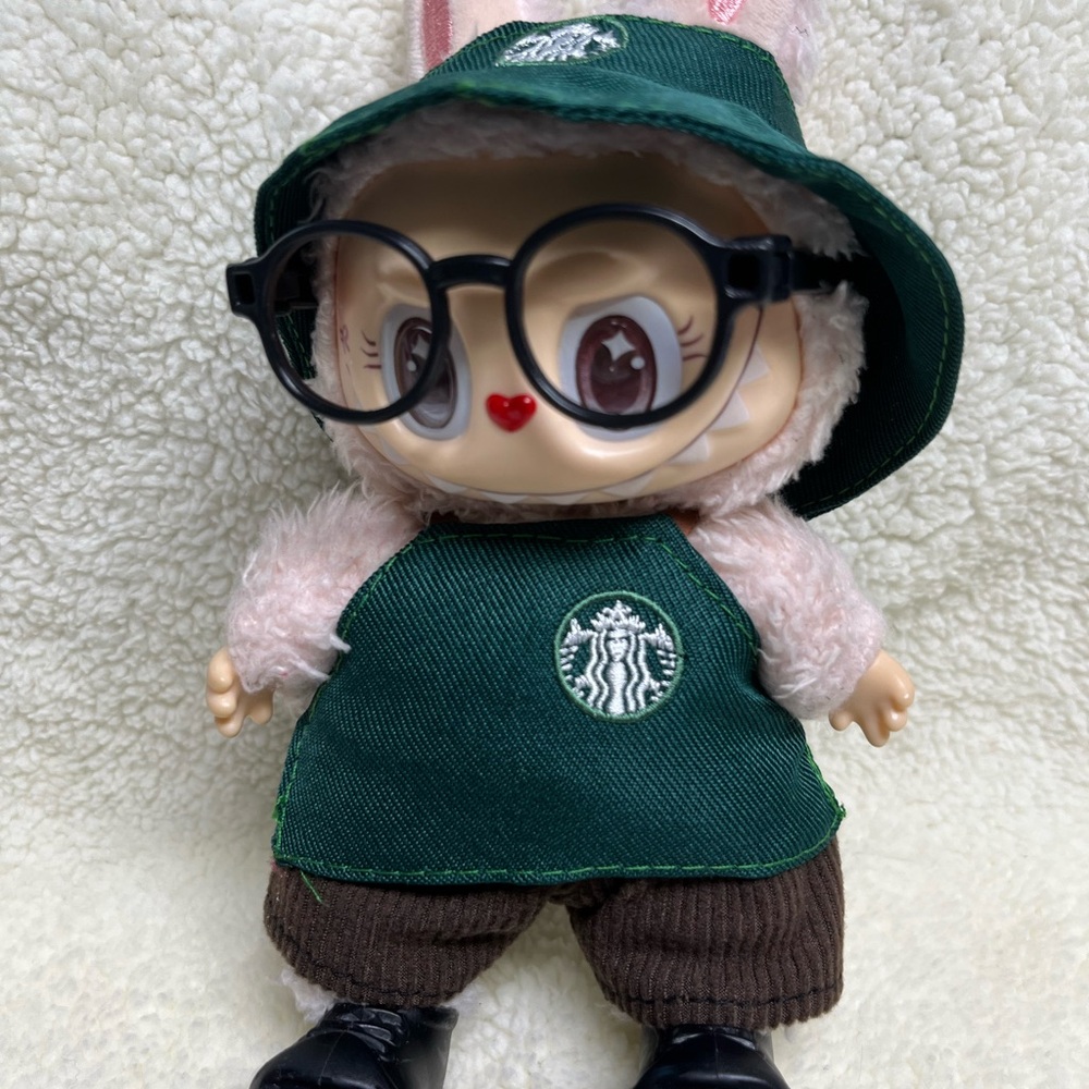 5pcs Labubu Clothes *Clothes Only* Labubu green Coffee Barista Outfit starbucks